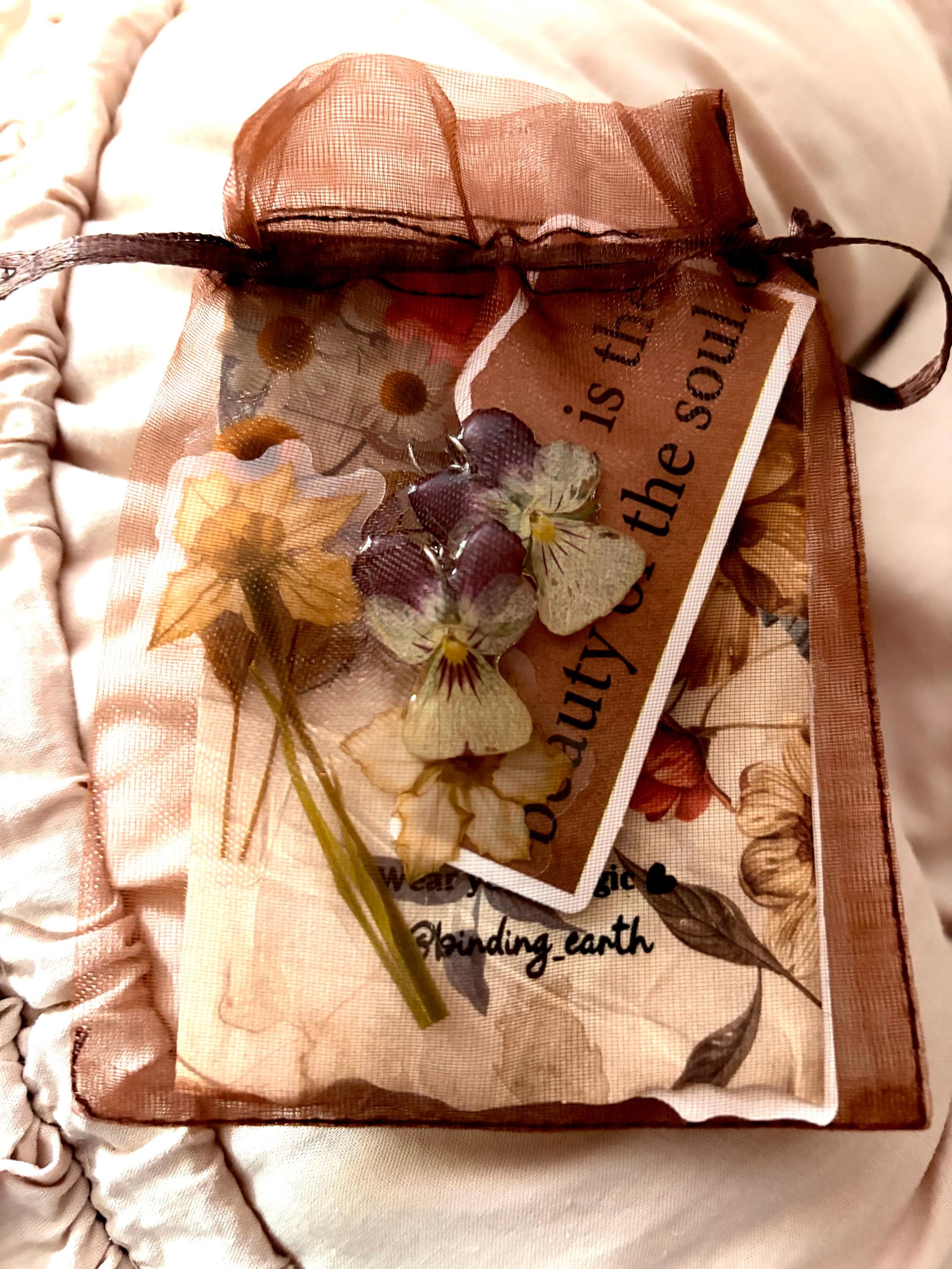 Real Pressed Pansy Earrings