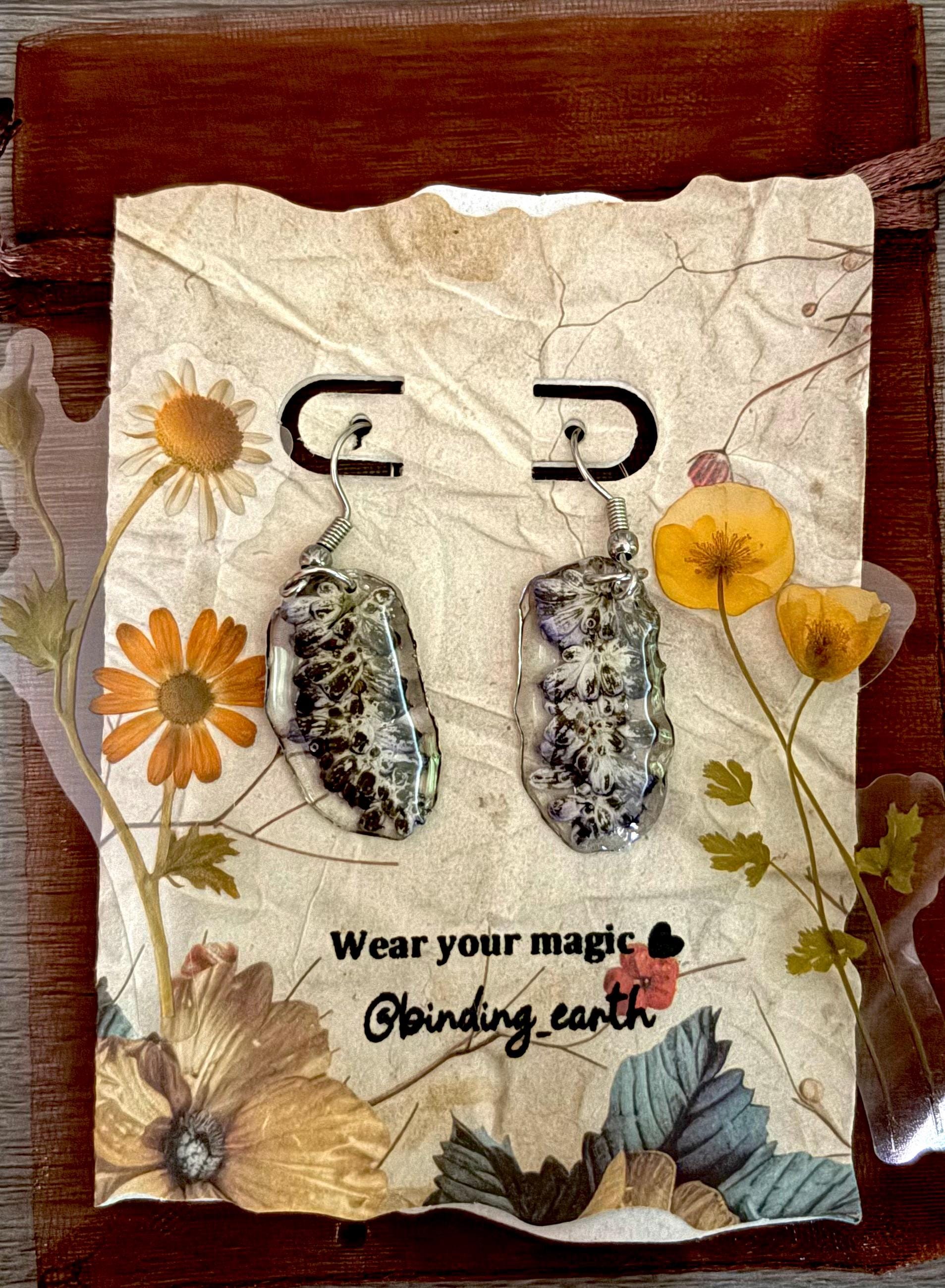 Real Pressed Lavender Earrings