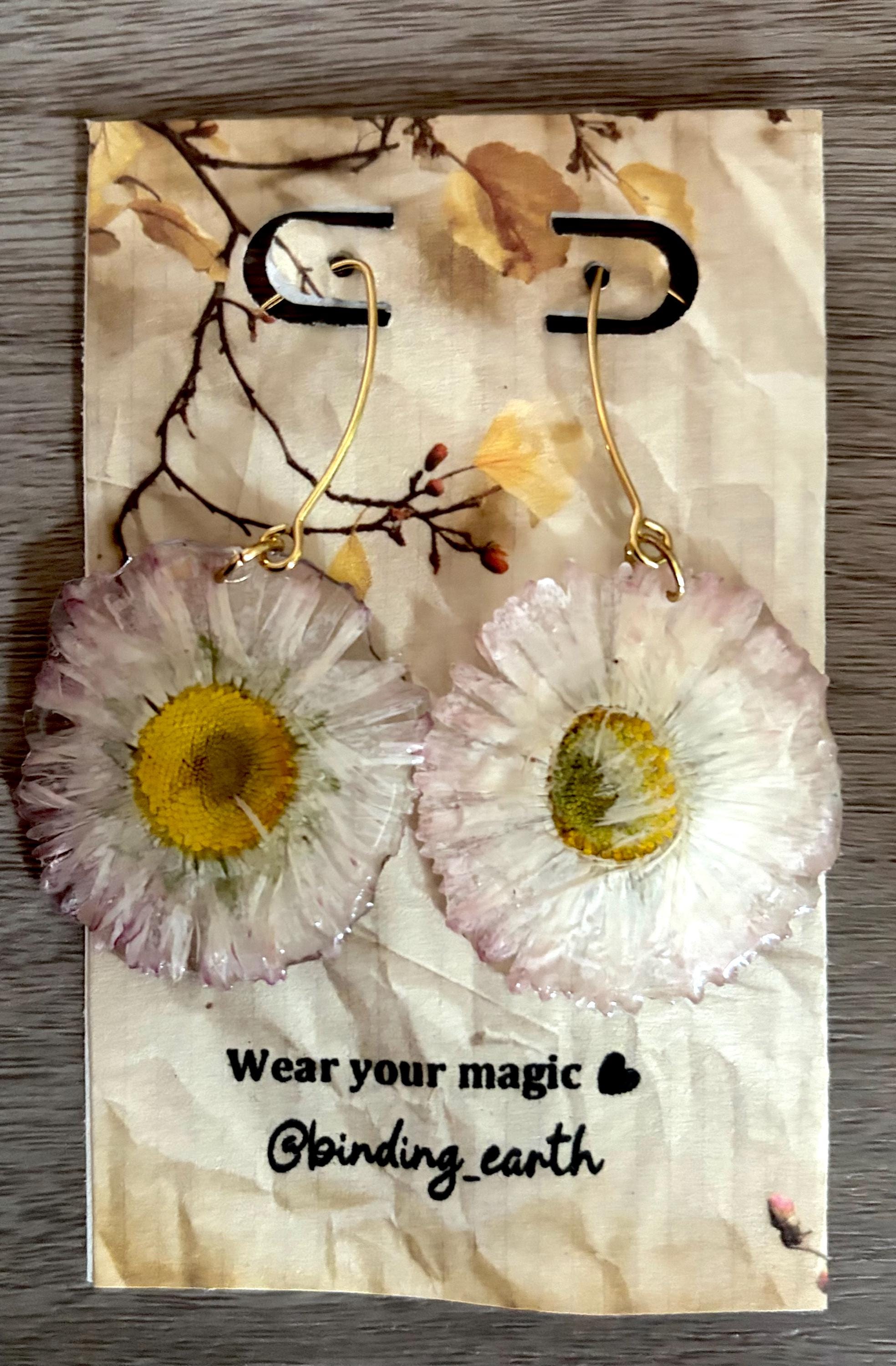 Real Pressed Daisy Earrings